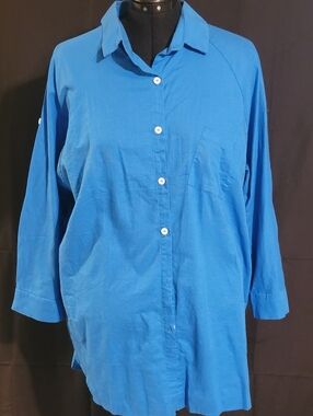 Classic Collared Tunic Shirt - Blue